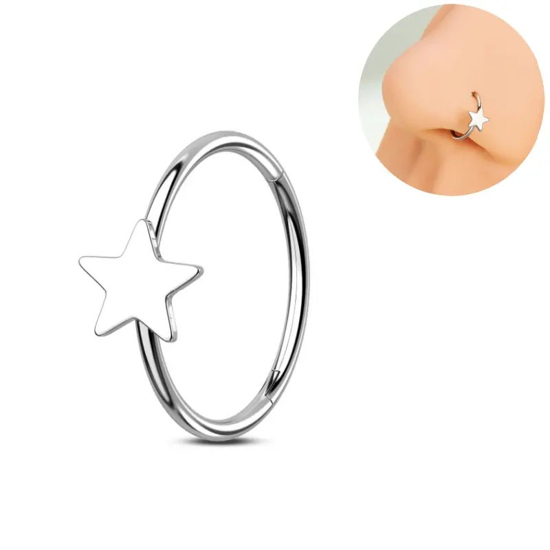 Oufer 20G Flat Star Hinged Segment Nose Ring