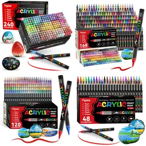 Acrylic Paint Soft Brush Markers Set, Soft Brush Tip, Automatic Ink Control, Paint Markers for Wood, Stone, Canvas, Glass, Fabric, DIY Crafts, Acrylic Paint Pen