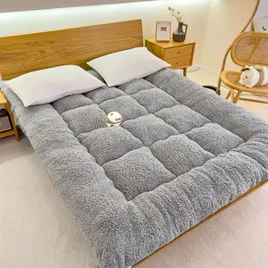 Japanese Tatami Mattress, Ultra-Soft Lamb Velvet, Foldable Design Futon Mattress, Suitable for Dorms, Homes, Travel, Thickened Sleeping Pad, Roll Up Mattress