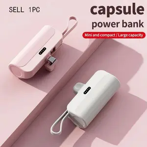 Portable Compact Lithium Ion Power Bank, 5000mah Capacity, Supports iOS, Type-C, Dual USB Output, Ideal for iPhone and Android Devices