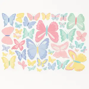 3D Butterfly Cutout Decorations Pack, Multi-Coloured, 30-Piece Set
