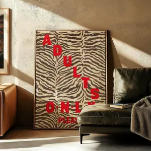 [Sale Up To 50%] Bar Cart Poster, Zebra Animal Print Bold Red Wall Art Modern Typography Decor Boho Mid Century Art Trendy (No Frame)
