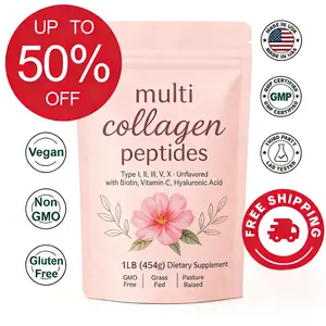 Multi Collagen women Peptides Powder (1lb) – Types I, II, III, V, X with Biotin 10000mcg, Hyaluronic Acid & Vitamin C – Unflavored, Keto/Paleo, Easy Dissolve – Supports Hair, Skin, Nails & Joint Health