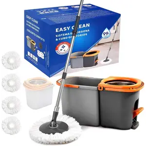 Spin Mop and Set,Detachable Buckets Separate Dirty with Stainless Wringer for,Buckets with 4 Mop Head Replacements for Use