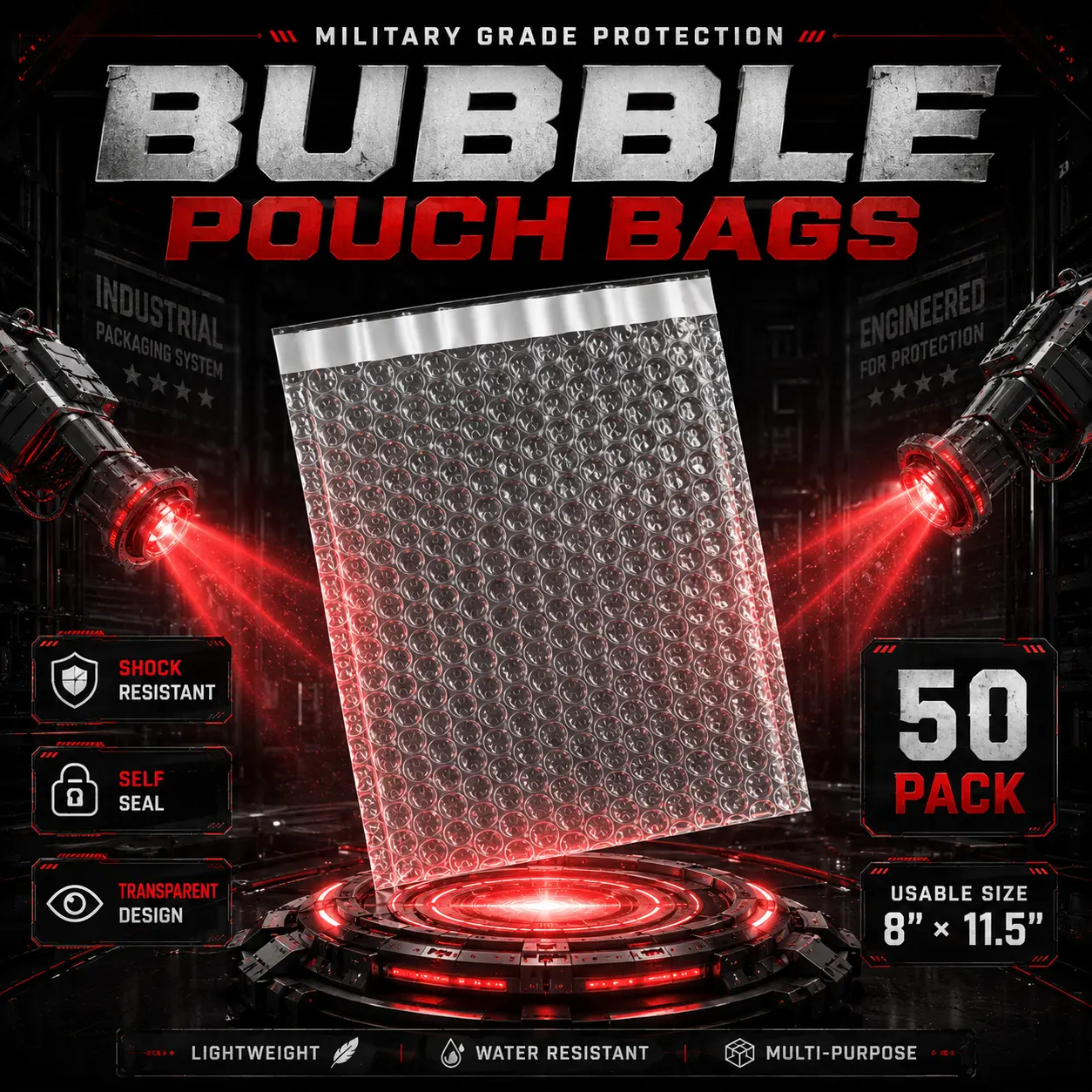 50 Pack Clear Bubble Pouch Bags, 8 x 11.5 in Self-Seal Transparent Bubble Cushion Pouches for Shipping, Storage, Small Business Packaging, Electronics, Jewelry, Cosmetics & Small Parts