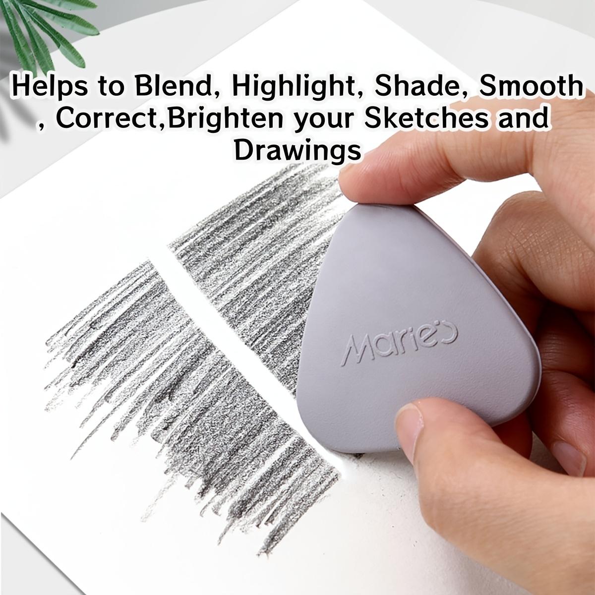 Marie's Highlight Eraser for Sketching Drawing Art, Soft Non-Abrasive Eraser Cleanly Removes Graphite Charcoal, 4-Pack