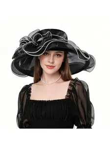 1PC Derby Hats for Women 2026 Women's Elegant Organza Kentucky Fascinator for Church, Tea Party, Weddings Hats