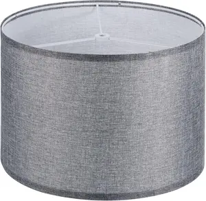 Drum Lamp Shades, 13"x13"x9" Linen Round Lamp Shade for Table Lamps Easy Assembly Lampshade for Table Lamps Floor Lamps Bedside, Gray