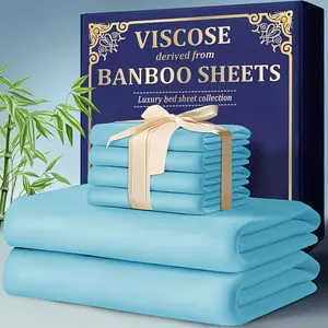 Extra Deep - 4pcs Breathable & Cooling Sheets - Hotel Luxury Bed Sheets Set - Easy & Secure Fit - Soft, Wrinkle Free & Comfy Sheets Set - Sheet Set with Extra Deep Pockets(1* Flat Sheet + 1* Fitted Sheet + 2* Pillowcases)-Random Color