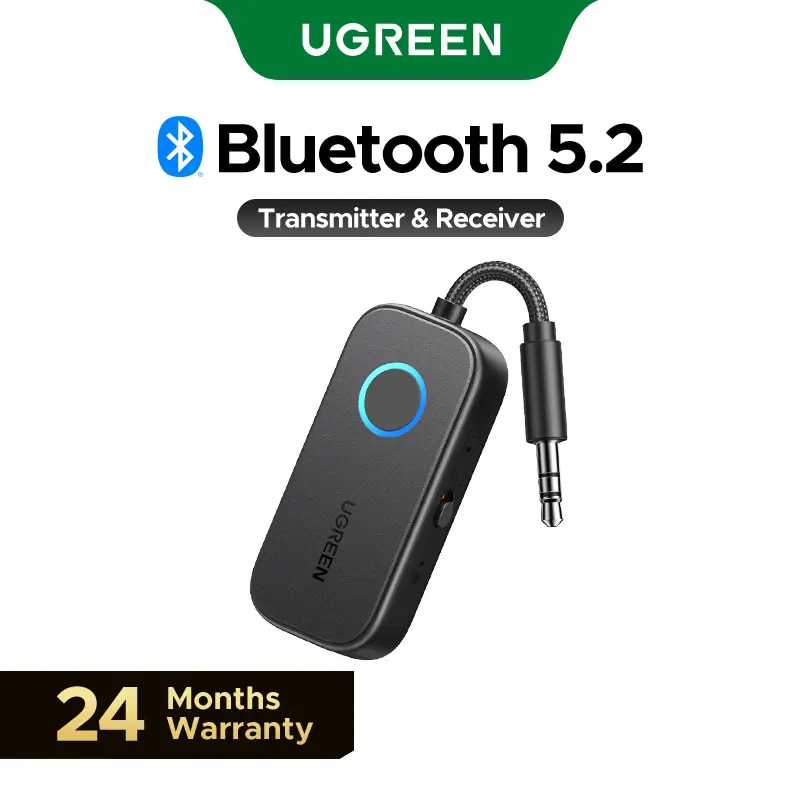 UGREEN Bluetooth 5.2 3.5mm Audio Transmitter/Receiver Adapter for Airpods or Headphones,  for Flight, TV, Car Stereo, MP3 Headset Microphone-phones,  for Flight, TV, Car Stereo, MP3 Headset Microphone-Summer Sale