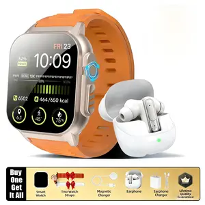 2026 New 6-in-1 Smartwatch Kit – Smartwatch with Bluetooth Earbuds, 2 Straps,Fast Charger, Type-C Cable & Adapter – Ultimate Fitness Tech Set for Active Lifestyles & Travel