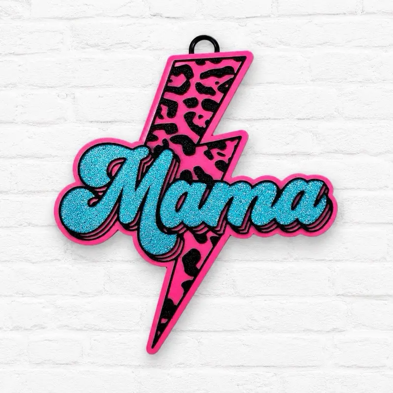 Mama Lightning Bolt Car Freshie – Leopard Print Mom Car Air Freshener