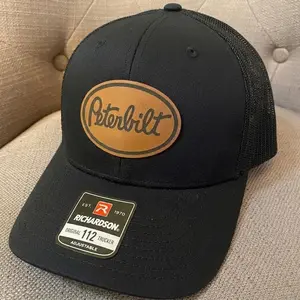 PETERBILT TRUCKER SNAPBACK HAT CAP, Truck Diesel Leather Patch Hat, Summer Adjustable Cap, Gift for Him
