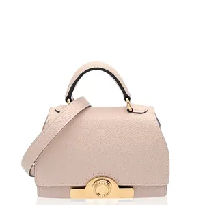 Pre-owned MOYNAT Leather Tote Bags Rejane Nano Grained Calfskin Light Pink (0430n0)