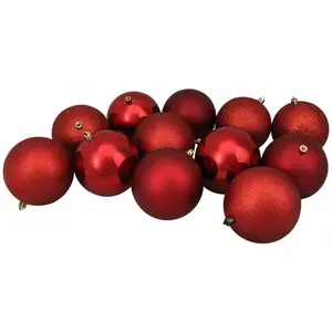 Northlight 12ct 4" Red Christmas Ball Ornaments