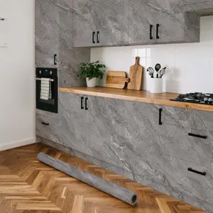 A roll of [23.62 * 393.70 in ] marble wallpaper, kitchen wallpaper cabinet stickers, can be used in the kitchen, bathroom, bedroom, living room and other scenes, furniture renovation good thing