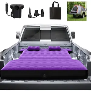 Camping Pickup  Bed Air Mattress Thicken Sleeping Pad for 5.5-5.8Ft Full-Size Short  Beds Outdoor Camping  Travel(Purple)