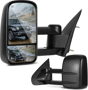 OEDRO Towing Mirrors Compatible with 2014 2015 2016 2017 2018 Silverado Sierra 1500, 2015-2018 Silverado Sierra 2500 HD 3500 HD Power Heated Manually Folding Telescoping Side Mirror Black blind spot mirrors