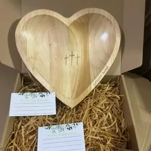 🎁 Meaningful Christian Gift | Heart Shaped Wooden Prayer Bowl Set | Stylish Religious Decor Housewarming Keepsake