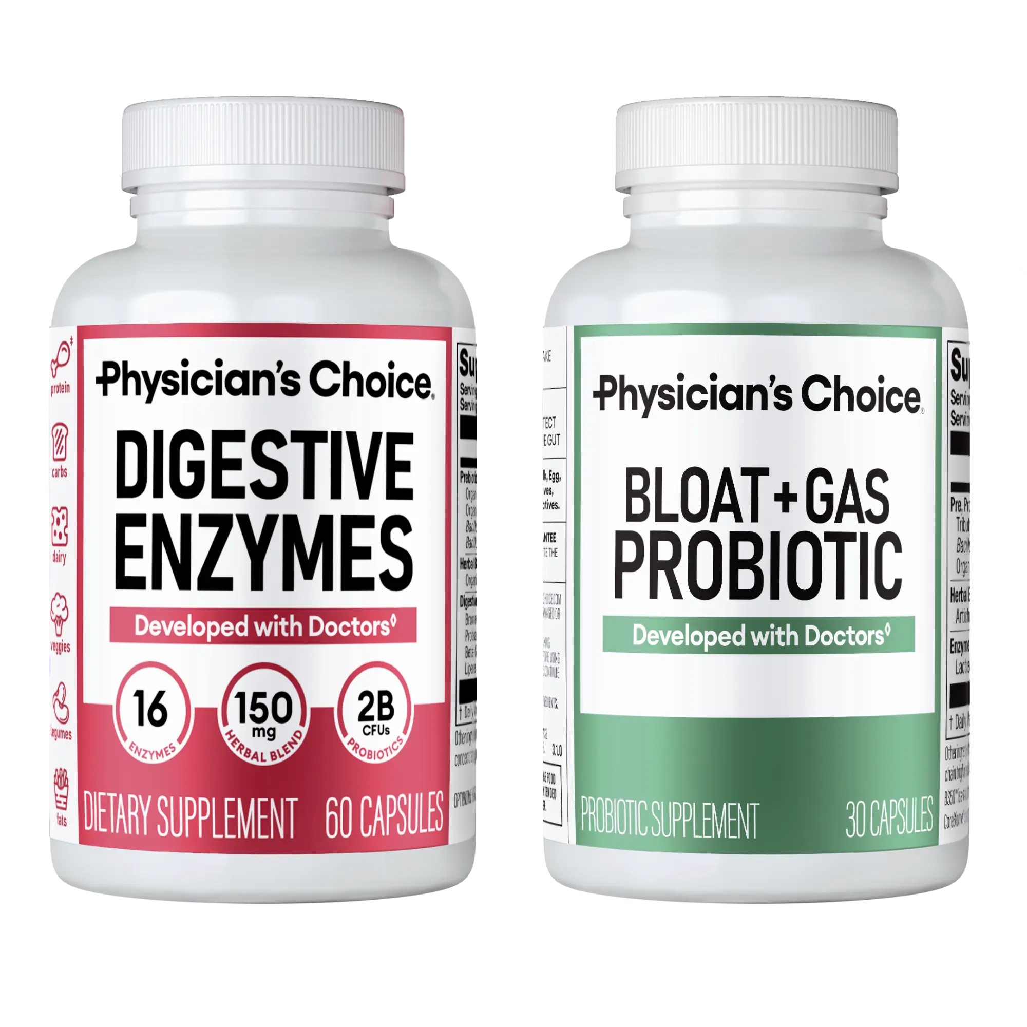Physician's Choice Ultimate Bloat Bundle: Bloat & Gas Probiotic 30ct + Digestive Enzymes 60ct - Daily Support for Gut Health + Bloating & Gas Relief Physician's Choice Ultimate Bloat Bundle: Bloat & Gas Probiotic 30ct + Digestive Enzymes 60ct - Daily Support for Gut Health + Bloating & Gas Relief