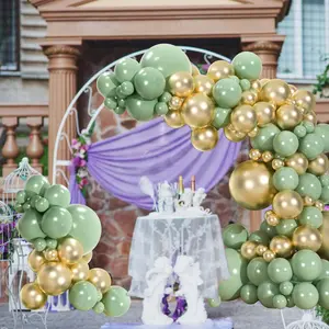 110pcs Sage Green and Metallic Balloons Garland Arch Kit | 18/12/10/5 Inch Olive Green Gold Latex Balloons |  for BOHO Birthday Wedding Baby Shower Party Decorations