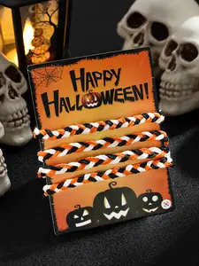 Halloween Colorful Braided Bracelets Set, Multi-Layered Holiday Card Wristbands, Perfect for Festival Celebrations & Party Wear