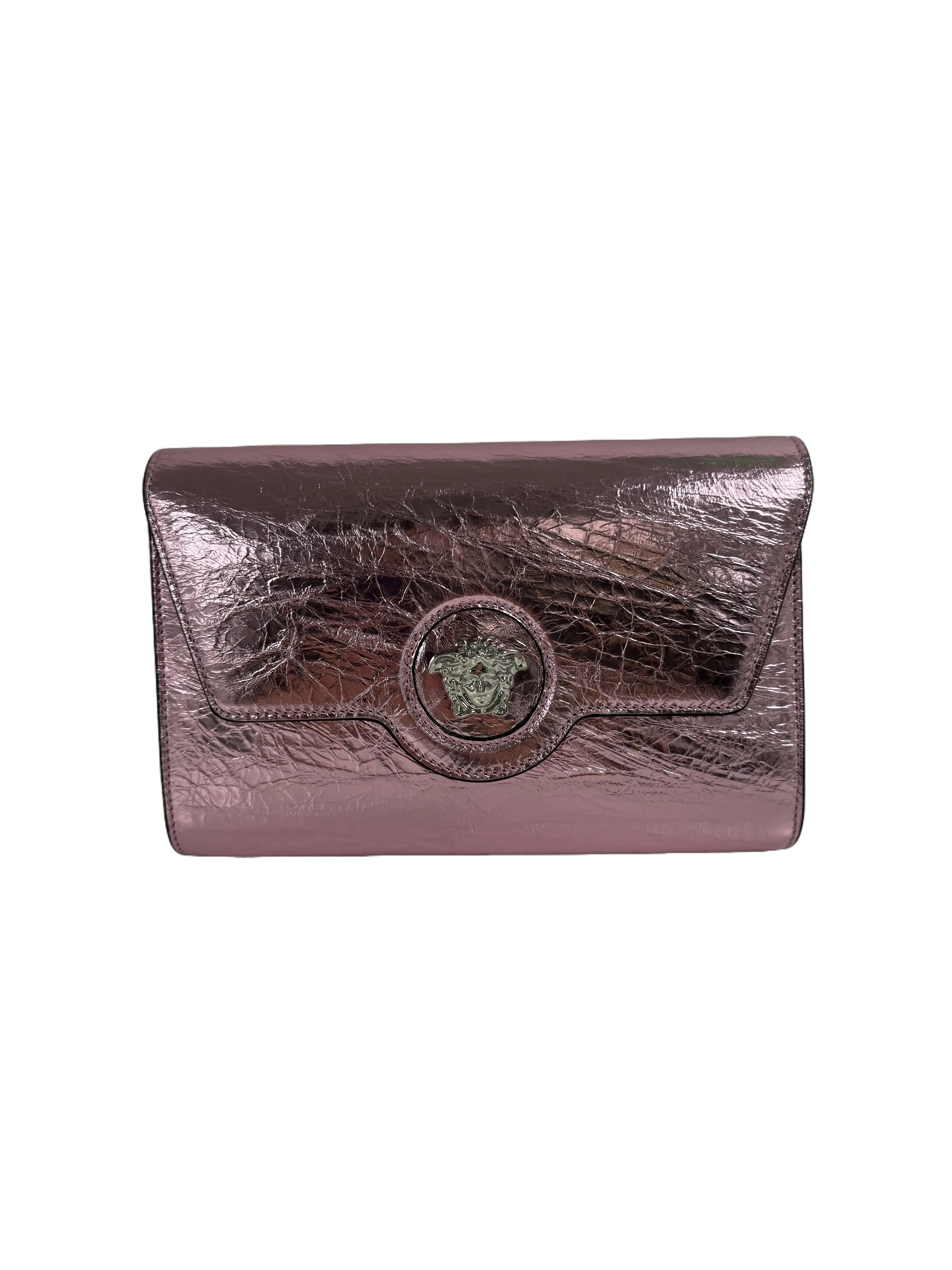 Pre-owned VERSACE Leather Shoulder Bags La Medusa Shoulder Pink Metallic Calfskin IB26020222