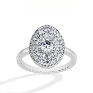 GEMS D/VVS1 synthetic moissanite ring, women's dark-toned wedding/engagement ring, exquisite jewelry gift,Elegant Jewelry.