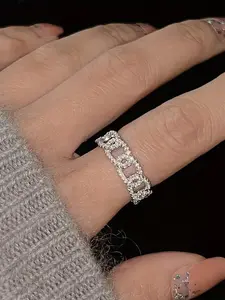 1 PC Gorgeous Cubic Zirconia Pave Ring For Women For Wedding Engagement Party Jewelry Valentine's Day Gift Cubic Zirconia Rings