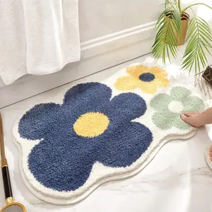 Flower Shaped Bath Mat, Bathroom Decorative Mat, 2 Counts/set Non-slip Soft Absorbent Bathroom Rug, Bathroom Accessories, Home Decor, Bathroom Supplies, Bathroom Drying Doormat, Bathroom Floor Mat, Soft Bath Mats