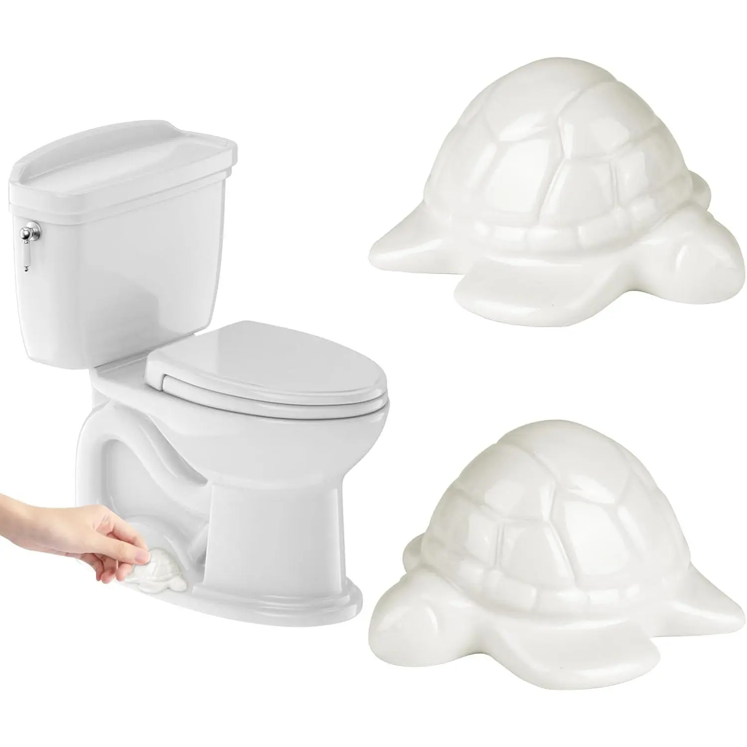 Sea Turtle Ceramic Toilet bolt Caps - Decorative Toilet Caps for Bottom of Toilet, Maximalist Decor Toilet Screw Cover Caps, Stylish Toilet Bolt Bowl Covers (White)