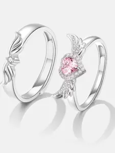 Sweetheart Angel Wings Couple Ring Set, Unisex Open Band, Style Unique Design, Perfect for Couples, Wedding, Party, Gift for Loved Ones