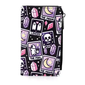 Tarot Cards Wallet - Cute and Colorful Design with Tarot and Ghosts, Versatile Storage