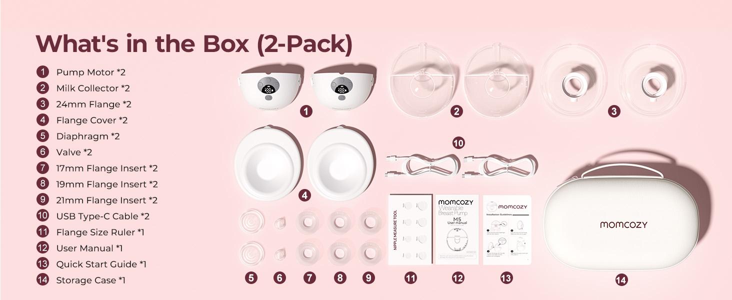 Momcozy KleanPal Pro Baby Bottle Washer BS03 & Momcozy Breast Pump Hands Free M5 Cozy Red 2 Count