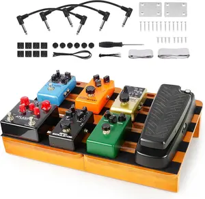 Wooden Guitar Pedalboard 17.3” Large Capacity – 2-in-1 Effects Pedal Board with Cable Management & Power Supply Space