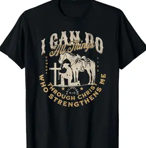 Cowboy Kneeling Cross Scripture Western Bible Verse Jesus Faith Theme T-shirt Christian Country Style Shirt Trendy Gift for Faith Based Western Lovers Short Sleeve Tees