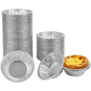 120 Pack 2.2" Mini Aluminum Foil Tart Pans, Small Disposable Pie Tins for Bite-Size Desserts, Mini Quiches & Fruit Tarts, Round Tiny Ramekins for Party, Catering, Wedding