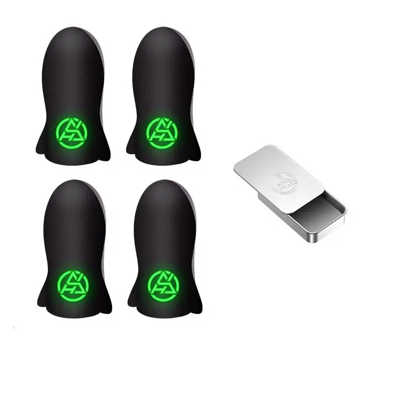 2 Pairs For PUBG Gaming Finger Sleeve Luminous Fingertips Cover Anti-slip Breathable Finger Cots Thumb Gloves For Mobile Game