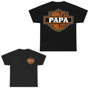 World’s Coolest Grandpa Motorcycle Shirt, Dad Nickname Graphic Tee, Father’s Day Birthday Gift From Grandkids, Soft Cotton Menswear, Casual Everyday