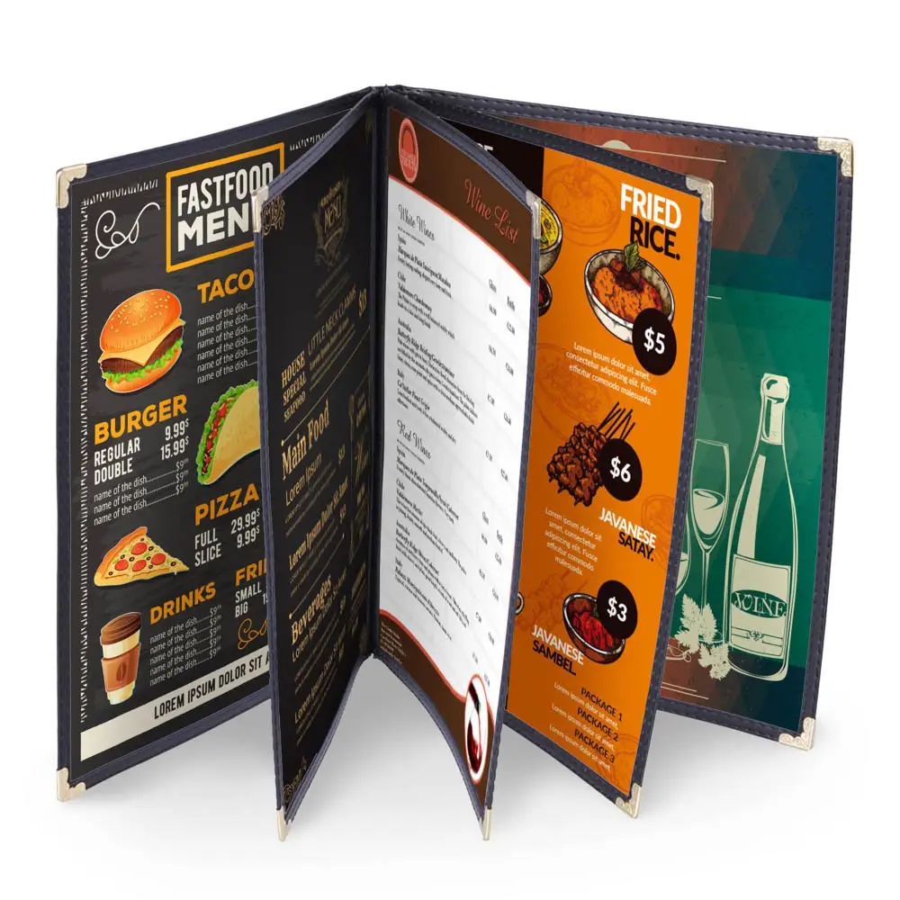 Yescom 30x Menu Covers Cafe Restaurant 10 View 8.5x14 Black