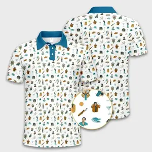 Vintage Happy Gilmore Patten Polo Golf Shirt Short Sleeve Outdoor Menswear Print Lightweight