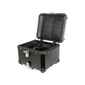 Motorcycle Top Case, 55l Universal Motorcycle Rear Box, Aluminum Alloy Waterproof Tail Box, Motorbike Trunk Travel Luggage Storage Tour Tail Box Lockable