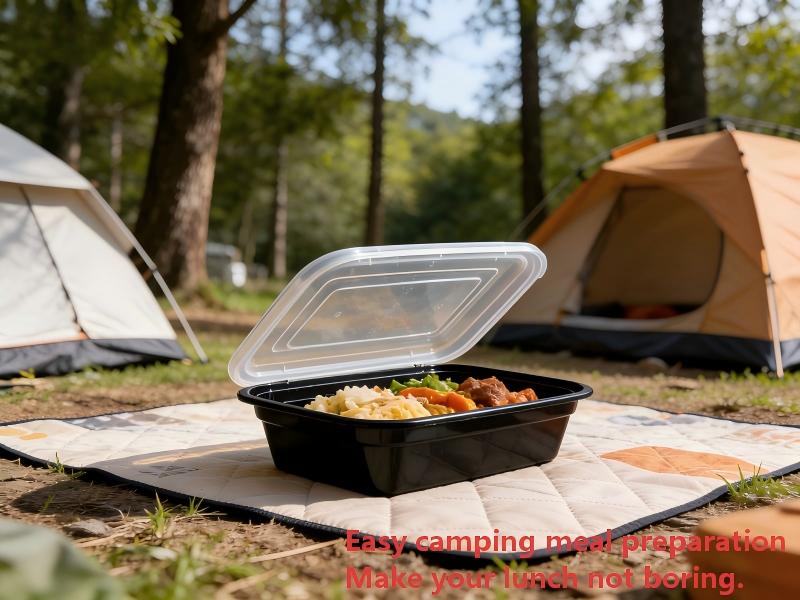 50 pieces, 38 ounces, black rectangular food storage container, meal container, disposable plastic portable with lid container, lunch box, stackable, suitable for microwave oven and dishwasher, kitchen organizing and storage supplies, outdoor camping