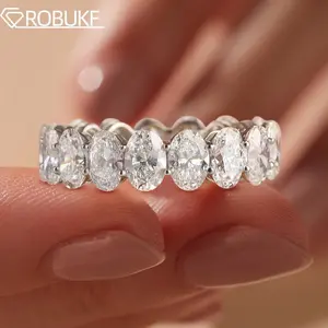 3*5mm Oval Cut Moissanite Engagement Ring for Women Full Eternity Matching Stacking Wedding Band 925 Sterling Silver Jewelry GRA