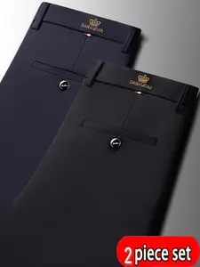 Men's New Loose Straight Elastic Formal Pants, Anti-Wrinkle Comfortable Business Trousers, Casual Fashion for Work Travel Golf Formal Wear