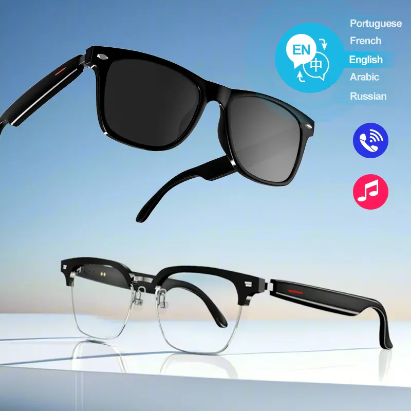 E13 Smart Glasses UV Protection Anti-Blue Light , Bluetooth Glasses Compatible for Men & Women , Black Multifunctional Wireless Sunglass , Wearable Digital Electronic Gadgets
