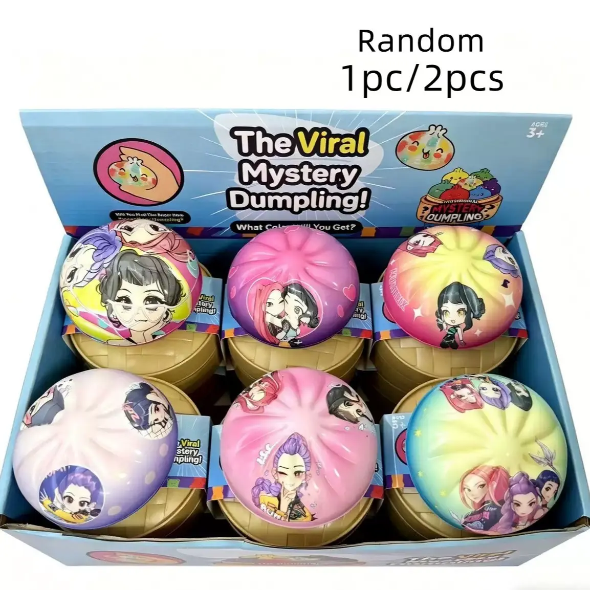 Random 1PC/2PCS Girls Group Anime Expressive Big Dumplings Squishy, Bun Fidget Toy, Squeeze Toy, Soft Material, Unboxing Surprise, Stress Relief for Anxiety Safe Portable Sensory Decompression Party Favors, Suitable for children to exchange gifts