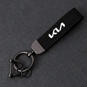 Zinc Alloy Key Ring & Suede Leather Key Chain for Kia Telluride Stonic Forte K7 K5 K8 K3 Sorento Xceed Soul K9 Keychain Wristlet Strap