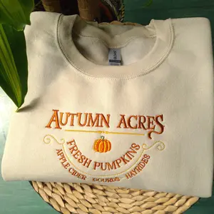 Embroidered Autumn Acres Sweatshirt, Fall Jumper, Autumn Sweatshirt, Fall Hoodie, Gifts for Fall, Pumpkin Sweatshirt, Vintage Crewneck