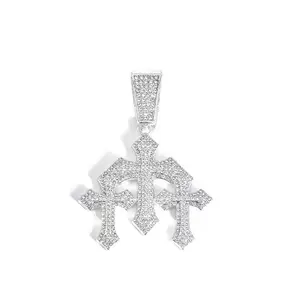 Trendy Triple Cross Pendant, A Personal Symbol of Street Hip-Hop customizable with engraved letters, logos or patterns Complimentary shipping